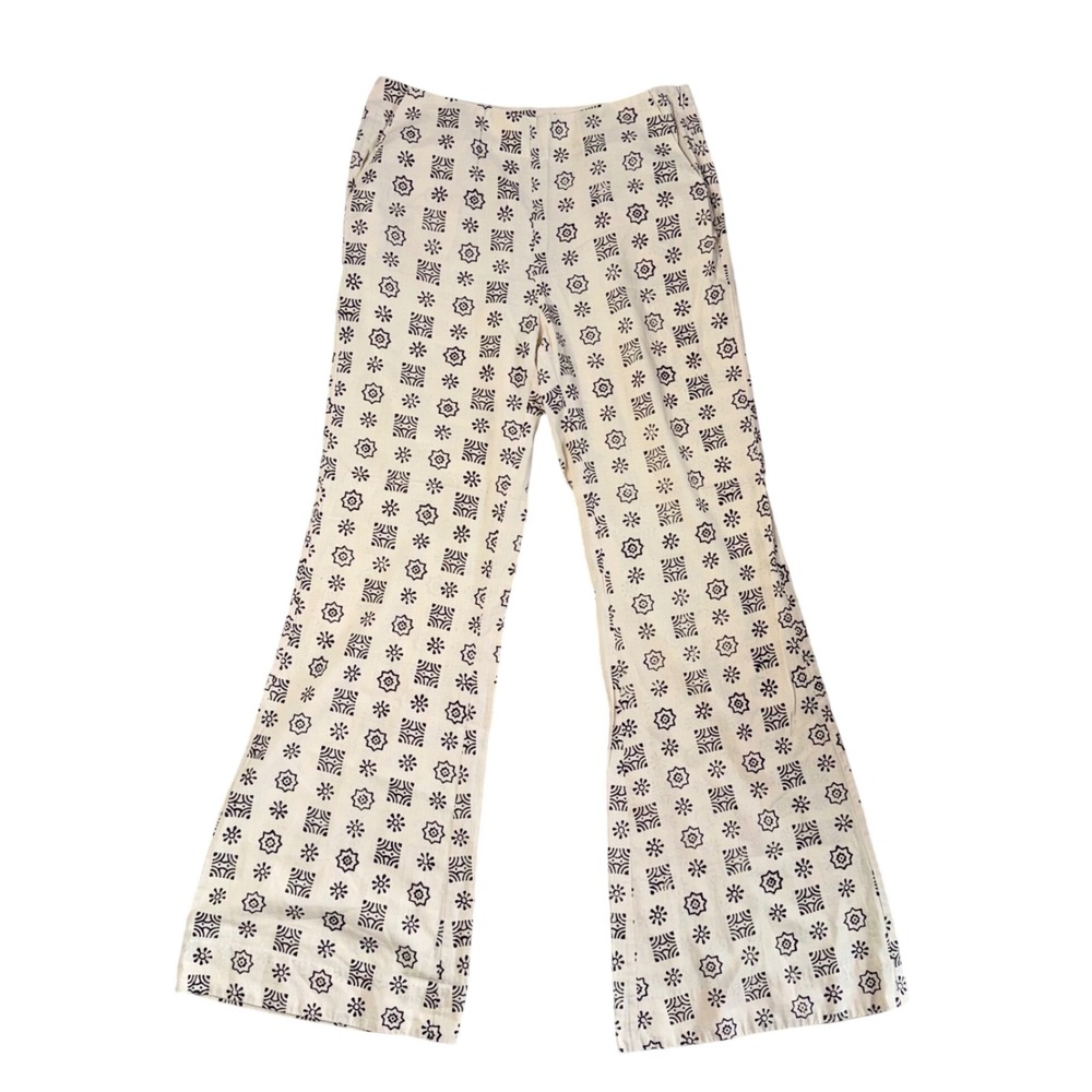Alix of‎ Bohemia Charlie Jute Bandana Wide Leg Pants Women Medium Cream Block